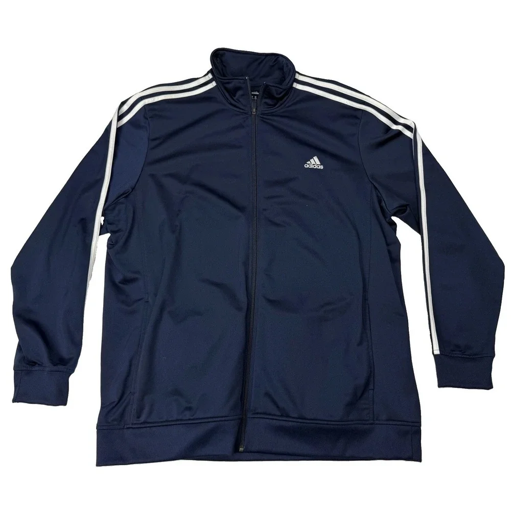 NEW Adidas men Essentials 3-Stripes Track Suit Legend Ink (NAVY) / White - 2XL